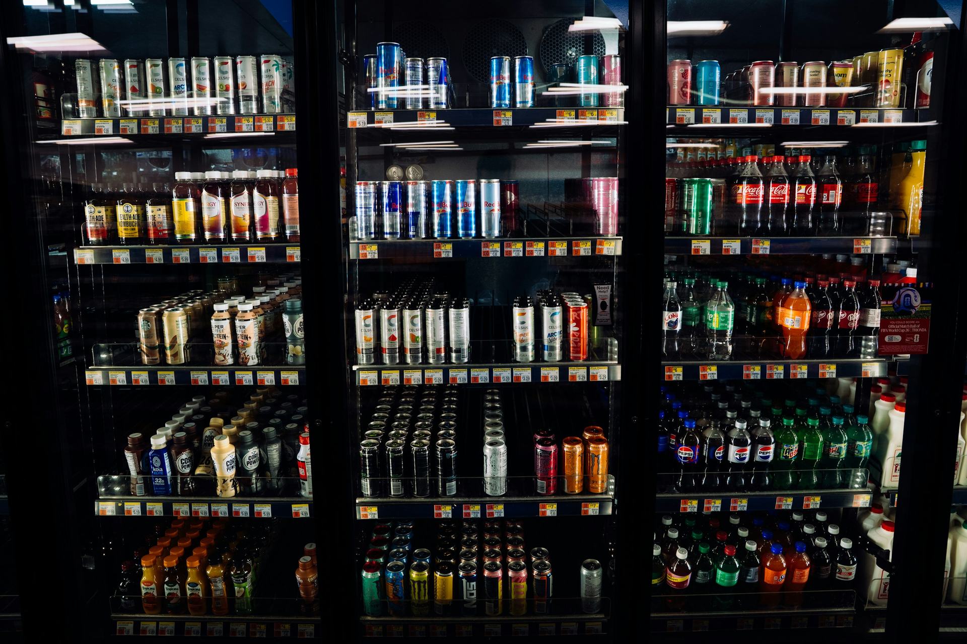 Glass-door beverage coolers